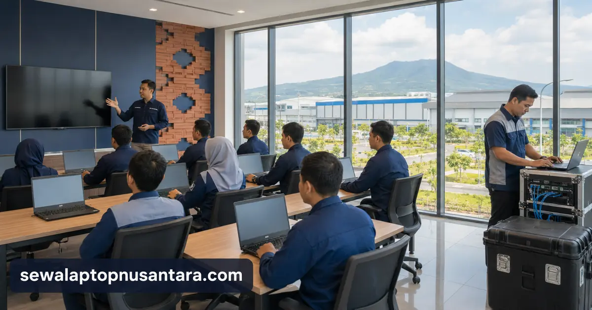 Pelatihan karyawan manufaktur menggunakan laptop sewaan di Kudus