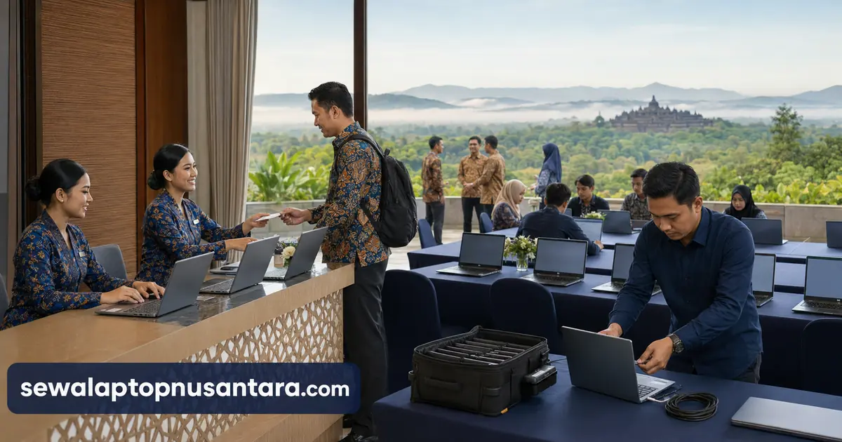 Persiapan laptop sewaan untuk konferensi di kawasan Magelang